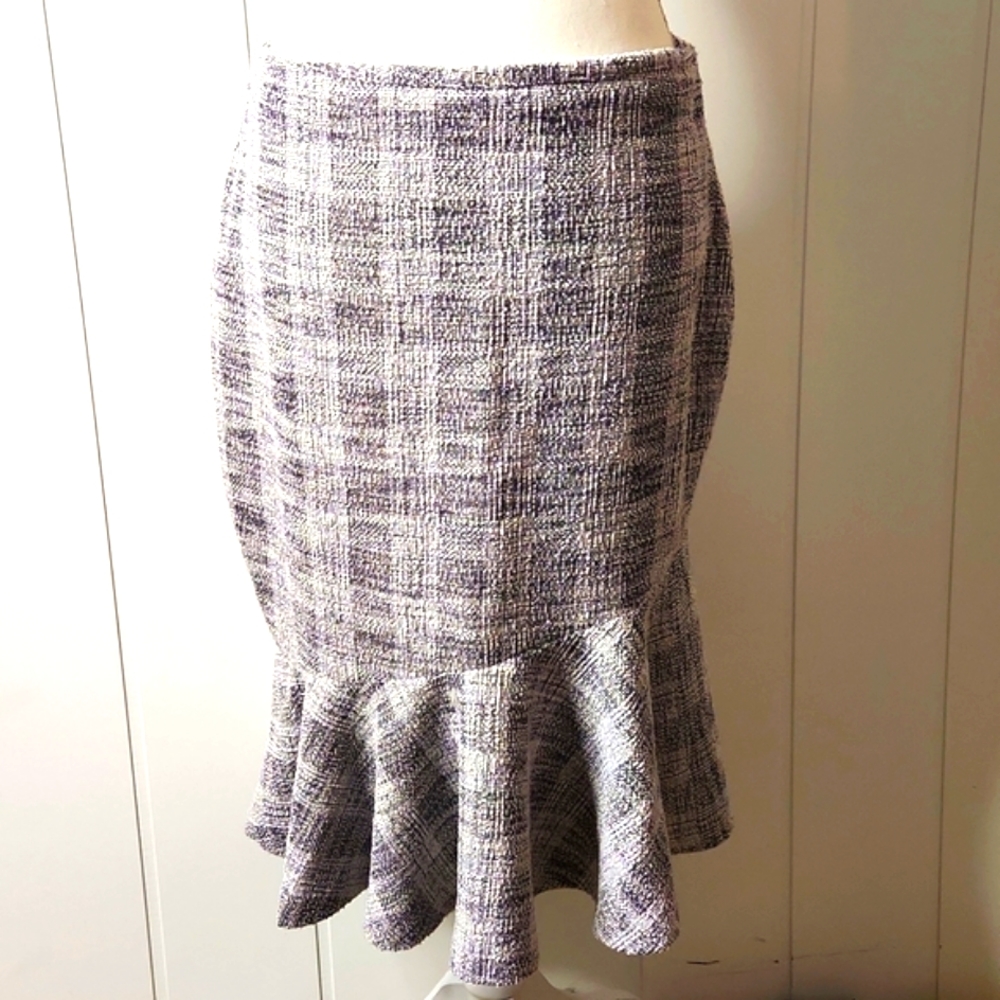 Y2K plaid Tweed fishtail Clueless a-symmetrical textured ruffle preppy skirt